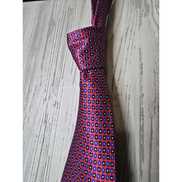 Stefano Ricci 100% Silk Geometric Pattern Neck Tie – Red & Blue Made in Italy - Picture 7 of 7